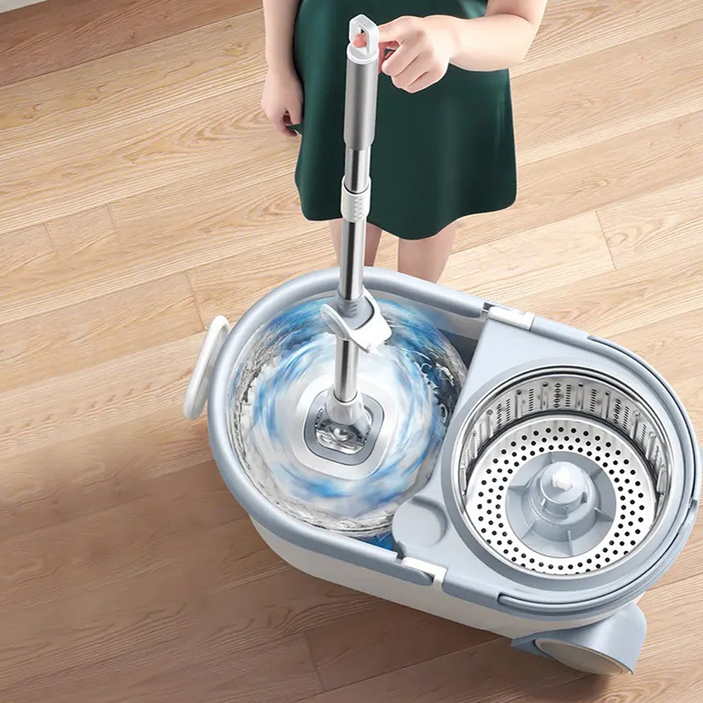 1184 Quick Spin Mop With Steel Spin, Bucket Floor Cleaning, Easy Wheels & Big Bucket, Floor Cleaning Mop with Bucket 