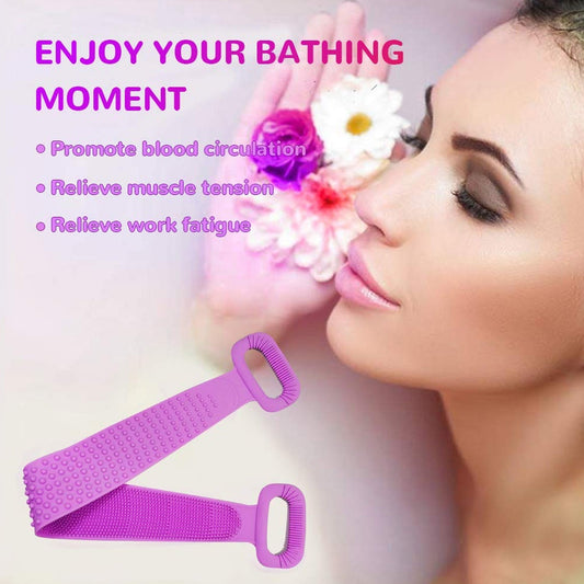 1303 SILICONE BODY BACK SCRUBBER DOUBLE SIDE BATHING BRUSH FOR SKIN DEEP CLEANING WITH HOOK 