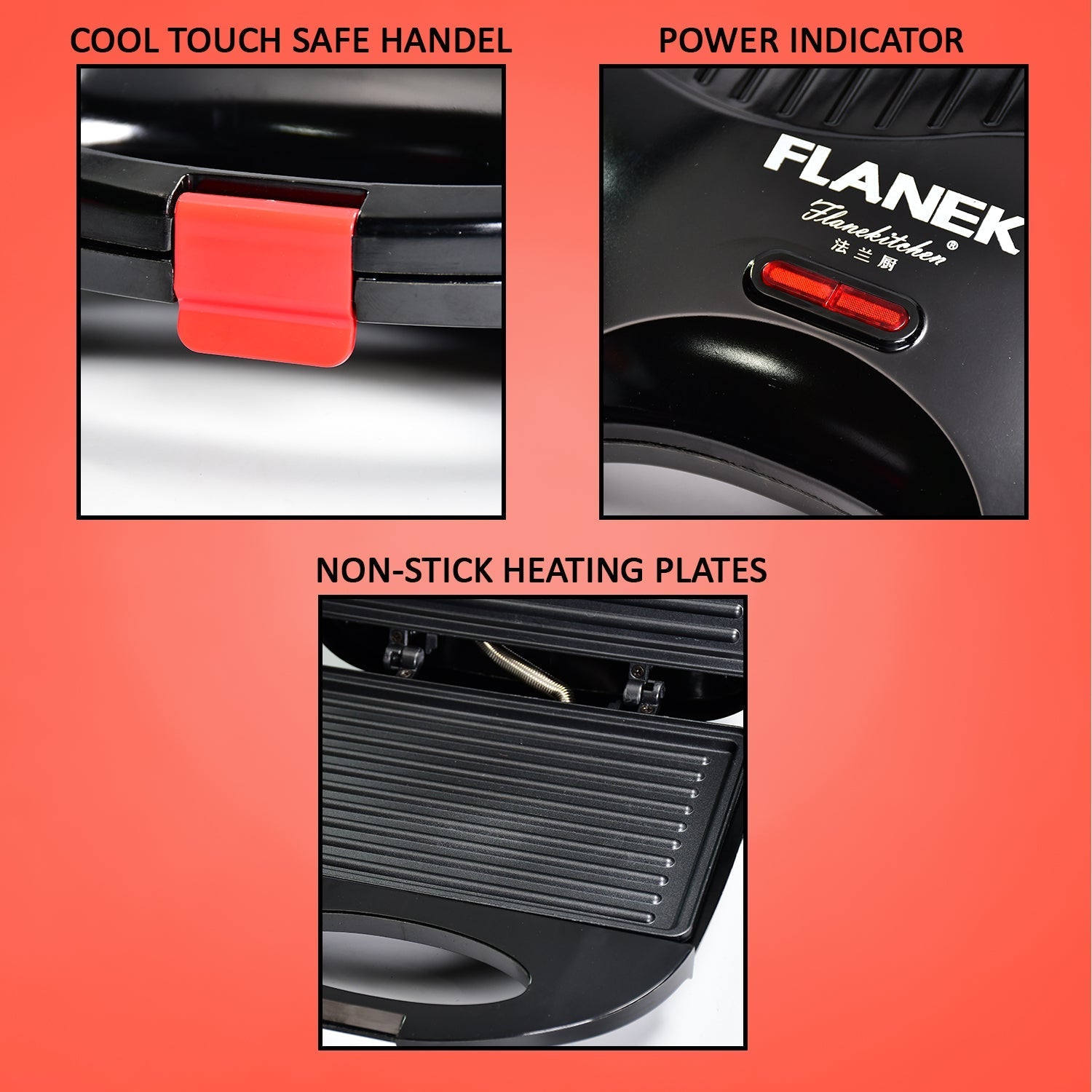 2818 Sandwich Maker Makes Sandwich Non-Stick Plates| Easy to Use with Indicator Lights 